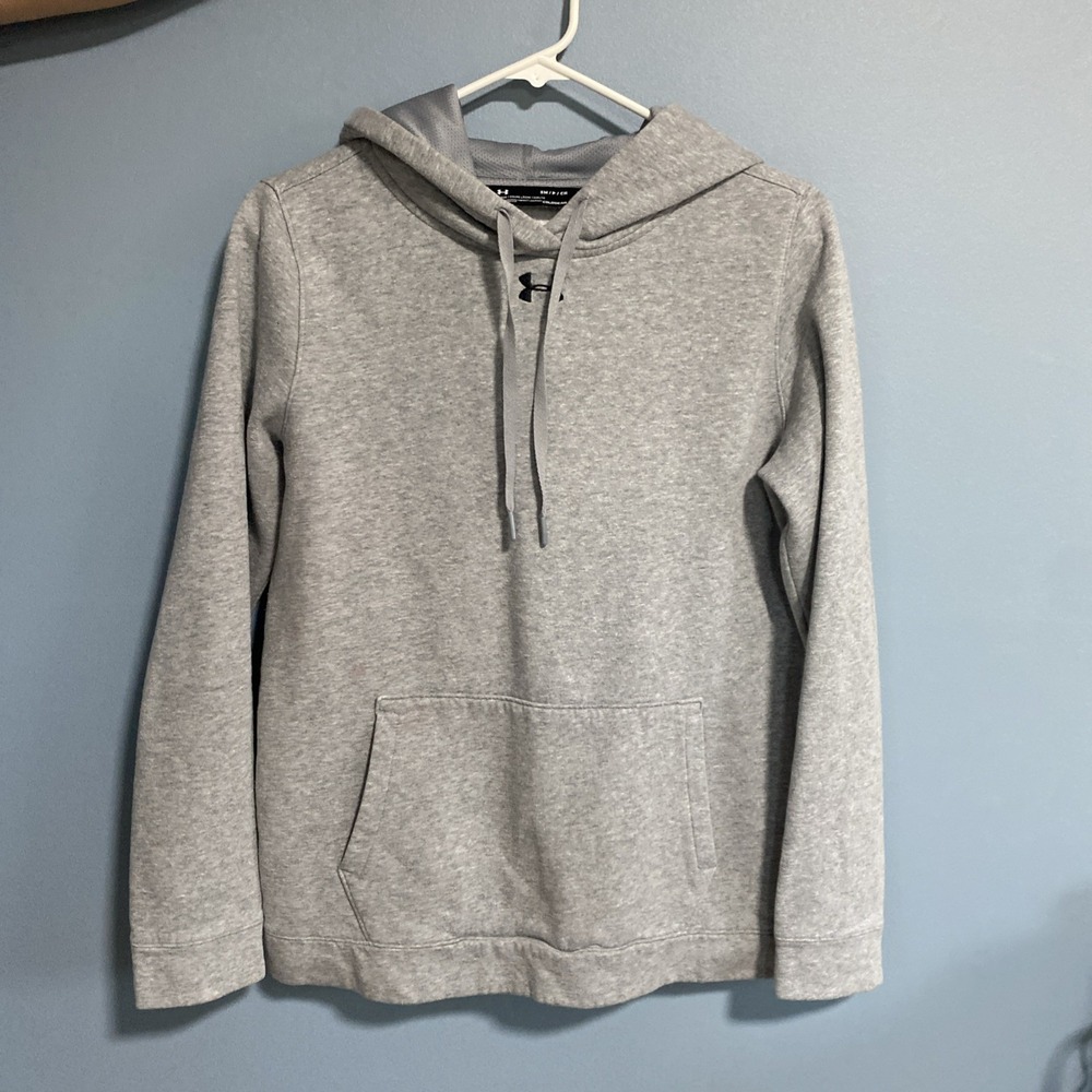 Under Armour Mens Hustle Fleece Hoodie Small Gray Pullover ColdGear Sweatshirt